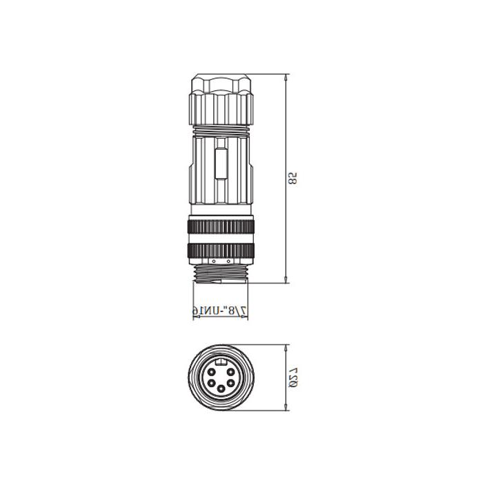 7/8”5Pin、公头直型、螺钉连接、0PF021