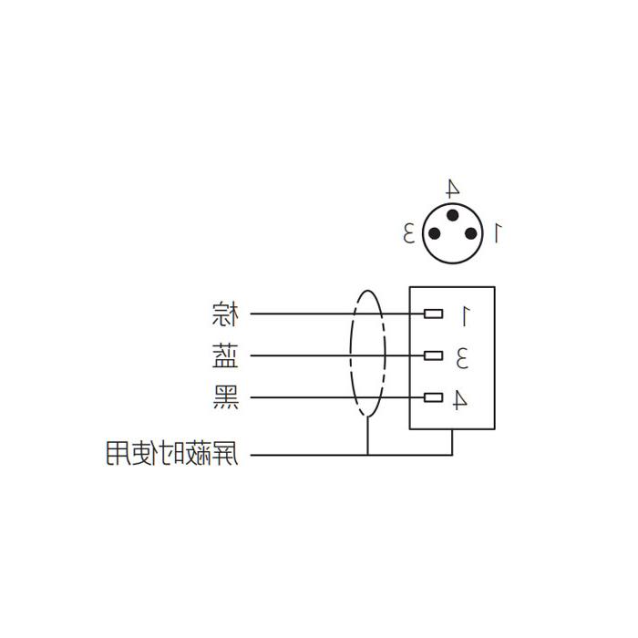 M8 3Pin、公头直型、单端预铸电缆、防焊渣PUR材质、橙色护套、63T521-XXX